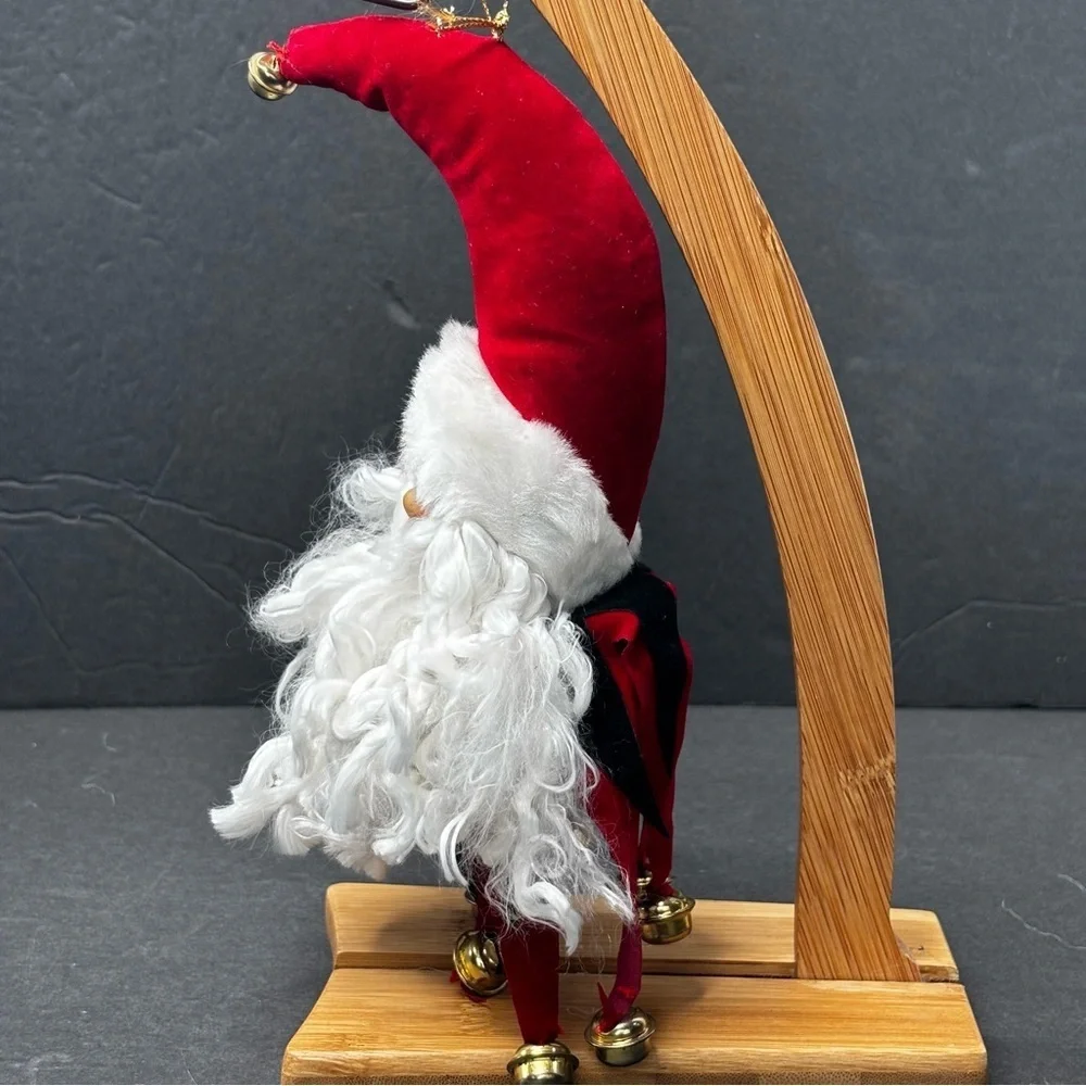 Vintage Rubber Face Santa Claus Head Ornament With Jingle Bells